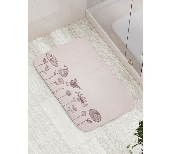 Коврик противоскользящий JoyArty "Цветы на розовом фоне" для ванной, сауны, бассейна, bath_79810 1