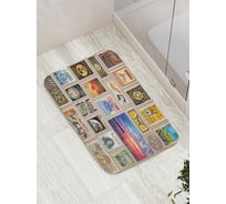 Коврик противоскользящий JoyArty "Ретро марки Центы" для ванной, сауны, бассейна, bath_7372