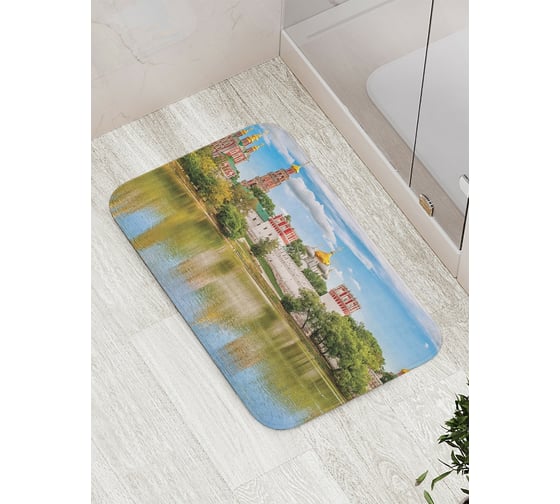 Коврик противоскользящий JoyArty "Река и город" для ванной, сауны, бассейна, bath_957