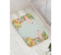 Коврик противоскользящий JoyArty "Фламинго в цветах" для ванной, сауны, бассейна, bath_29461