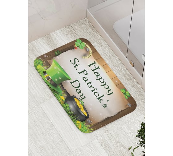 Коврик противоскользящий JoyArty "Счастливого дня Святого Патрика" для ванной, сауны, бассейна, bath_7591 1