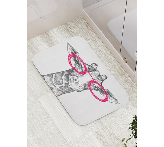 Коврик противоскользящий JoyArty "Жираф в очках" для ванной, сауны, бассейна, bath_18497 1
