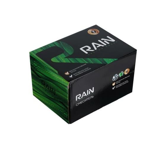 Смеситель для ванны RAIN Топаз, короткий излив, душевой набор, картридж 35 мм, латунь, хром 561-318