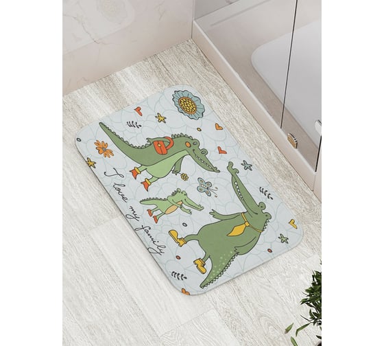 Коврик противоскользящий JoyArty "Семья крокодилов" для ванной, сауны, бассейна, bath_34548 1