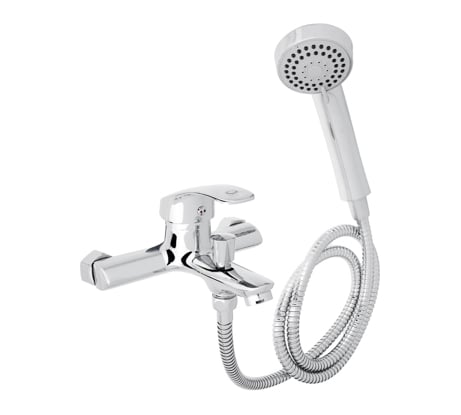 Смеситель для ванны RAIN Оникс, короткий излив, душевой набор, картридж 35 мм, латунь, хром 561-316