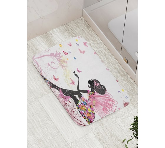 Коврик противоскользящий JoyArty "Фея в цветочном платье" для ванной, сауны, бассейна, bath_3166 1