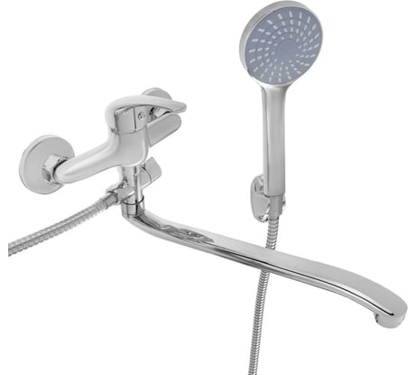 Смеситель для ванны СоюзКран с душем, плоский излив 35 см, керамический картридж 35 мм, хром, цинк SK09-I102 567-020