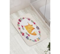 Коврик противоскользящий JoyArty "Нарисованная лиса в цветах" для ванной, сауны, бассейна, bath_128616