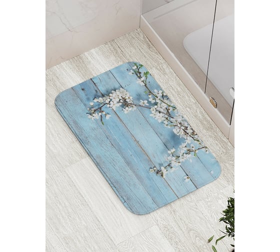 Коврик противоскользящий JoyArty "Ветка вишни на деревянных досках" для ванной, сауны, бассейна, bath_20386 1