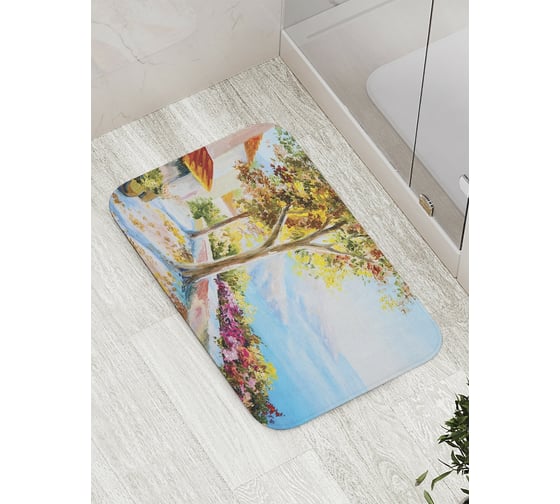 Коврик противоскользящий JoyArty "Дача у моря" для ванной, сауны, бассейна, bath_9258