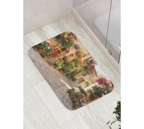Коврик противоскользящий JoyArty "Улица с цветочными горшками" для ванной, сауны, бассейна, bath_G17