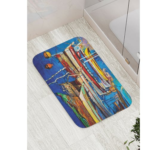 Коврик противоскользящий JoyArty "Красочный причал" для ванной, сауны, бассейна, bath_15103 1