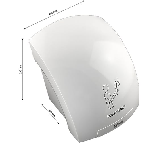 Сушилка для рук автоматическая GFmark 1800W, модель КЛАССИКА, корпус АБС пластик, цвет БЕЛЫЙ 6903