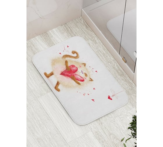 Коврик противоскользящий JoyArty "С любовью от котика" для ванной, сауны, бассейна, bath_91956 1