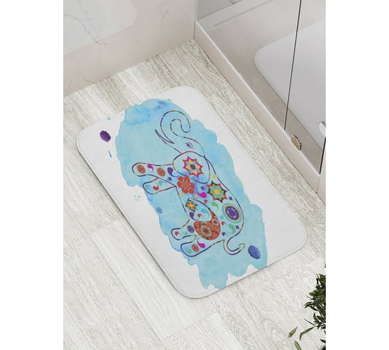 Коврик противоскользящий JoyArty "Таиланд, слон, пейсли" для ванной, сауны, бассейна, bath_8893