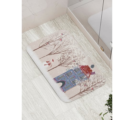 Коврик противоскользящий JoyArty "Снеговик во дворе" для ванной, сауны, бассейна, bath_78662 1