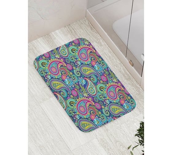 Коврик противоскользящий JoyArty "Цветочный пэйсли" для ванной, сауны, бассейна, bath_13629
