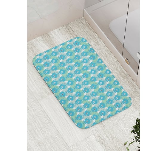 Коврик противоскользящий JoyArty "Цветки на зигзагах" для ванной, сауны, бассейна, bath_4433 1