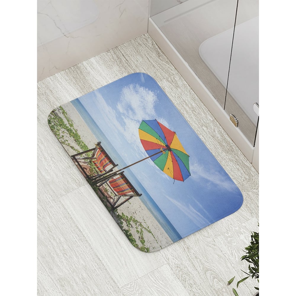 Коврик противоскользящий JoyArty "Радужный пляжный зонт" для ванной ...