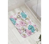 Коврик противоскользящий JoyArty "Фламинго в цветах" для ванной, сауны, бассейна, bath_10500