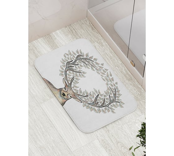 Коврик противоскользящий JoyArty "Рогатый олень с листьями" для ванной, сауны, бассейна, bath_15534 1