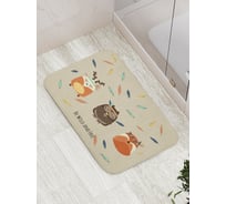 Коврик противоскользящий JoyArty "Сова, олень и лиса" для ванной, сауны, бассейна, bath_52900