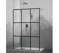 Душевая перегородка RGW 100x200 WA-018-B Чёрный/Прозрачное(Принт)/8 мм 35101810-84