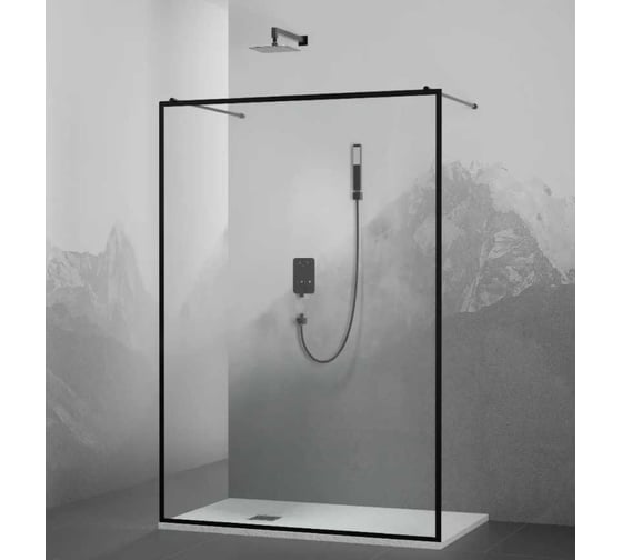 Душевая перегородка RGW 120x200 WA-017-B Чёрный/Прозрачное(Принт)/8 мм 35101712-84 1