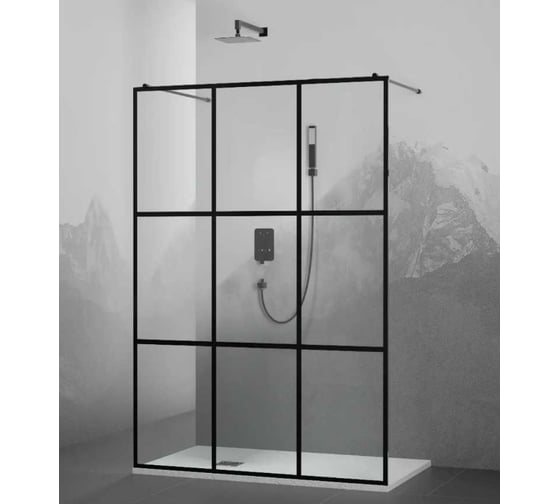 Душевая перегородка RGW 120x200 WA-018-B Чёрный/Прозрачное(Принт)/8 мм 35101812-84 1