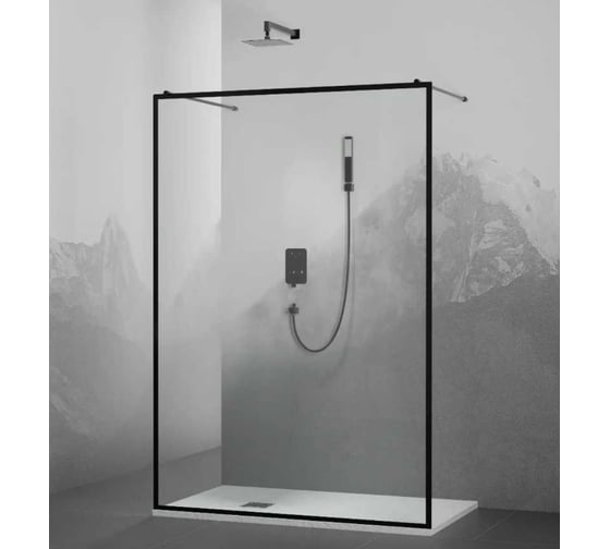 Душевая перегородка RGW 130x200 WA-017-B Чёрный/Прозрачное(Принт)/8 мм 35101713-84 1