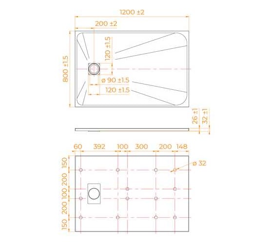Душевой поддон RGW 80x120x2,6 TSS-128B Черный/Прямоугольник, 90 мм 553502812-04