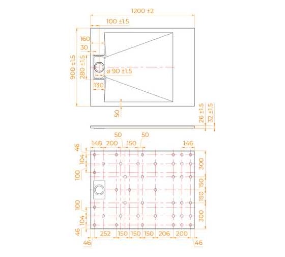 Душевой поддон RGW 90x120x2,6 TUS-129B Черный/Прямоугольник, 90 мм 553702912-04
