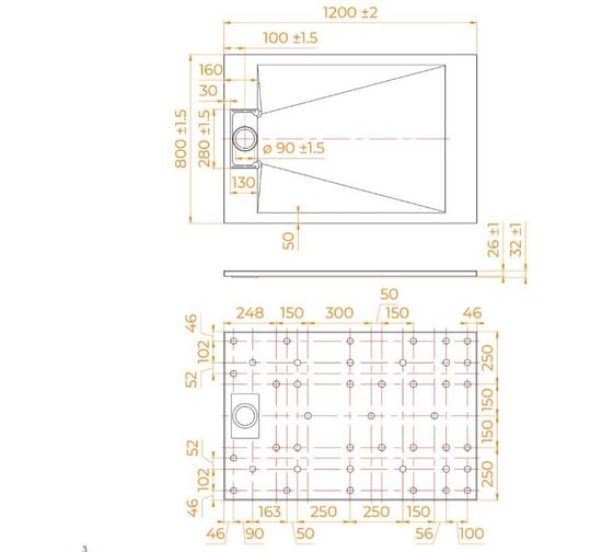 Душевой поддон RGW 80x120x2,6 TUS-128B Черный/Прямоугольник, 90 мм 553702812-04