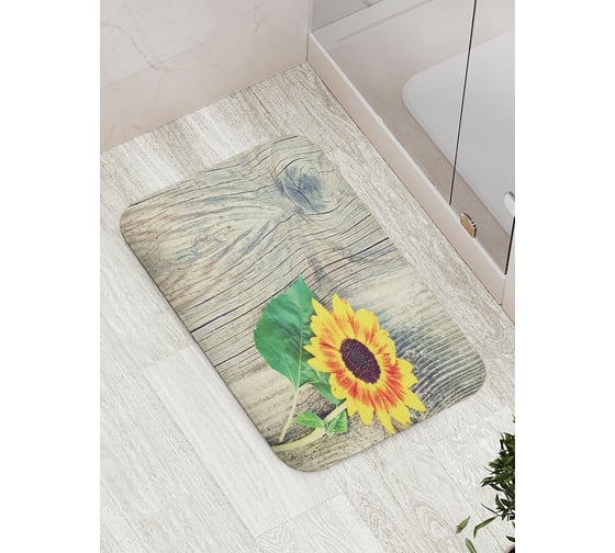 Коврик противоскользящий JoyArty "Одинокий подсолнух" для ванной, сауны, бассейна, bath_14825