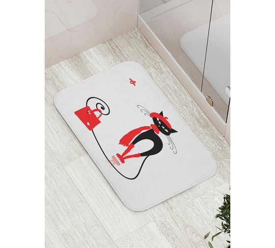 Коврик противоскользящий JoyArty "Стильная кошка" для ванной, сауны, бассейна, bath_9638 1