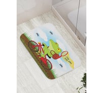 Коврик противоскользящий JoyArty "Лягушка с сачком на велосипеде" для ванной, сауны, бассейна, bath_15252