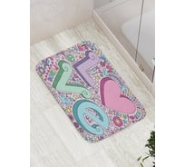 Коврик противоскользящий JoyArty "Объемные буквы и сердца" для ванной, сауны, бассейна, bath_41631