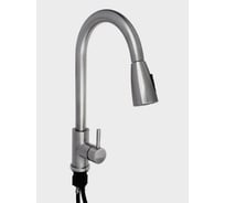 Смеситель для кухни (мойки) INGROSSO 000-46S Alfred выдвижной излив, нержавеющая сталь, картридж 35 мм, гайка УТ-00042488