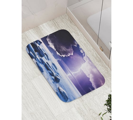 Коврик противоскользящий JoyArty "Молния играет с морем" для ванной, сауны, бассейна, bath_16305