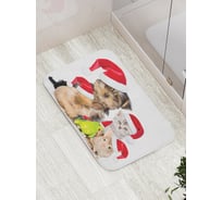 Коврик противоскользящий JoyArty "Новогодние питомцы" для ванной, сауны, бассейна, bath_20310