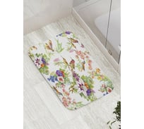 Коврик противоскользящий JoyArty "Композиции цветов и птичек" для ванной, сауны, бассейна, bath_28152