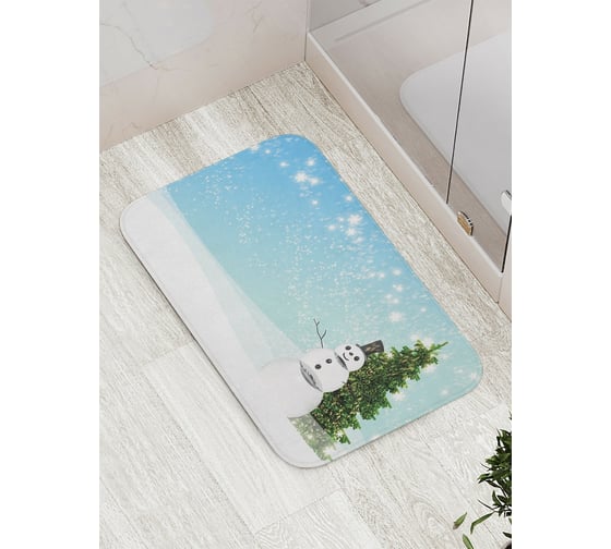 Коврик противоскользящий JoyArty "Счастливый снеговик" для ванной, сауны, бассейна, bath_4545 1