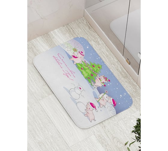 Коврик противоскользящий JoyArty "Радостные свинки" для ванной, сауны, бассейна, bath_78651 1