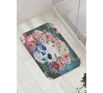 Коврик противоскользящий JoyArty "Череп с розой" для ванной, сауны, бассейна, bath_9748