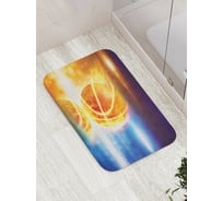 Коврик противоскользящий JoyArty "Пламенный баскетбол" для ванной, сауны, бассейна, bath_16537