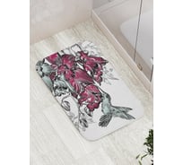 Коврик противоскользящий JoyArty "Колибри нашла рай" для ванной, сауны, бассейна, bath_17106