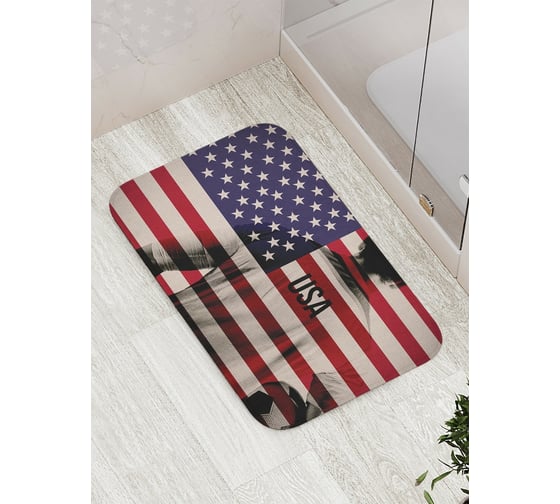 Коврик противоскользящий JoyArty "Футболист США" для ванной, сауны, бассейна, bath_17311 1
