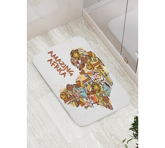 Коврик противоскользящий JoyArty "Африканский материк" для ванной, сауны, бассейна, bath_17577