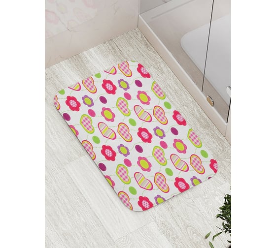 Коврик противоскользящий JoyArty "Сердца и цветы радуги" для ванной, сауны, бассейна, bath_17959 1