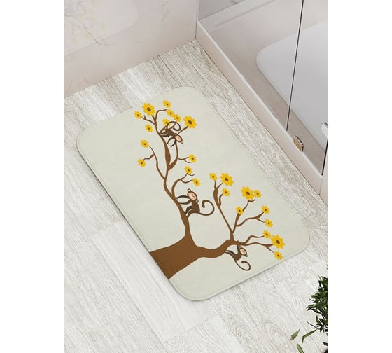 Коврик противоскользящий JoyArty "Обезьяны на цветущем дереве" для ванной, сауны, бассейна, bath_18500 1